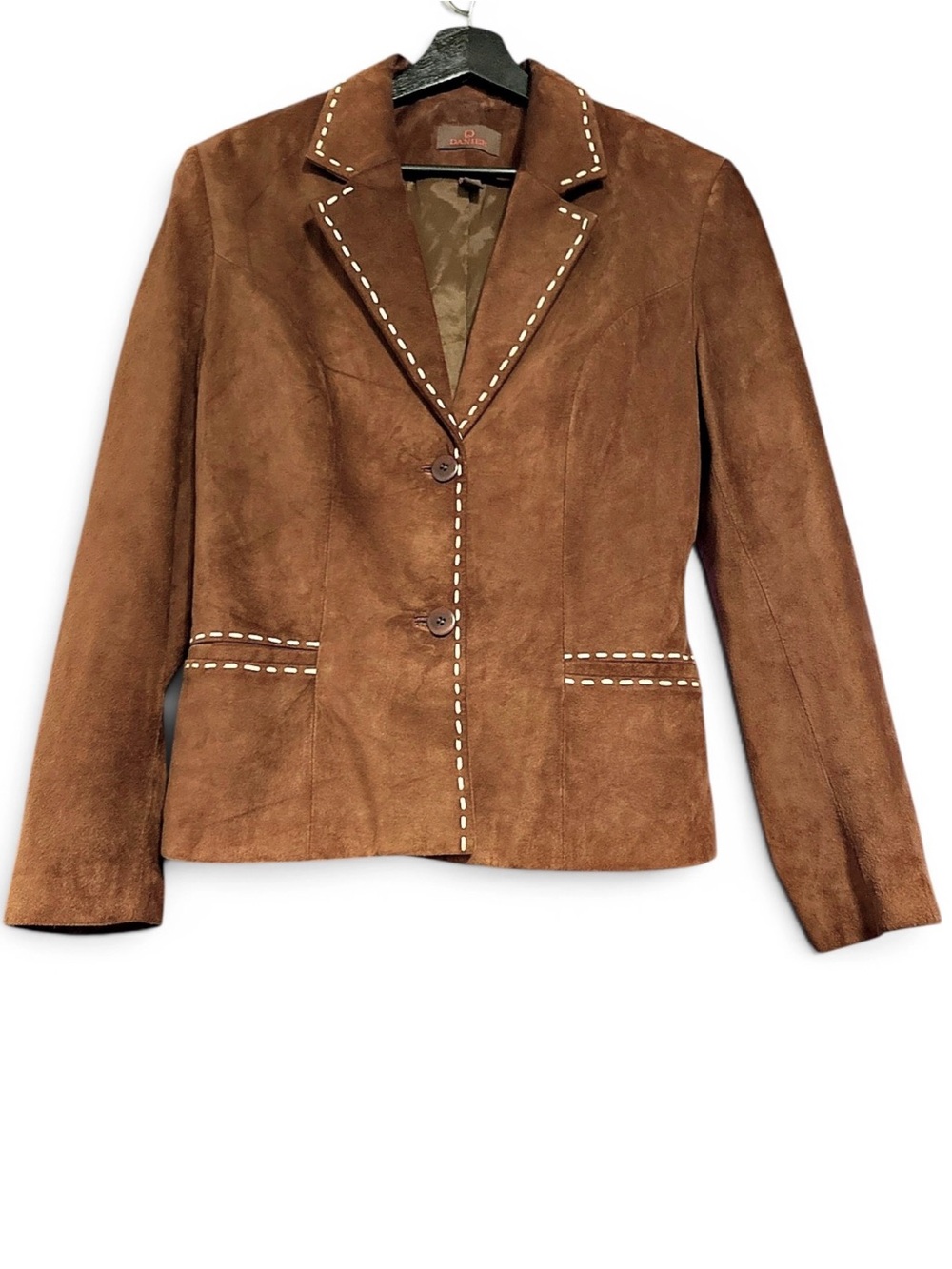 Danier Brown Suede Blazer with Contrast Stitching